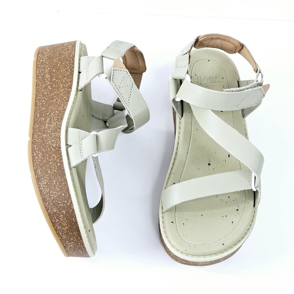 New! Teva Madera Wedge Leather Platform Sandals in Eucalyptus - Picture 6 of 13
